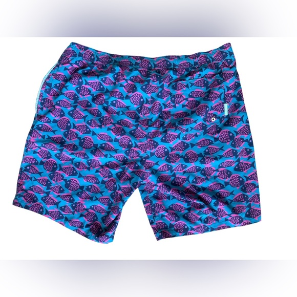 Bonobos Swim Shorts Lined Trunks Men’s XL Blue Pink Fish Print Bright Preppy - Picture 3 of 7